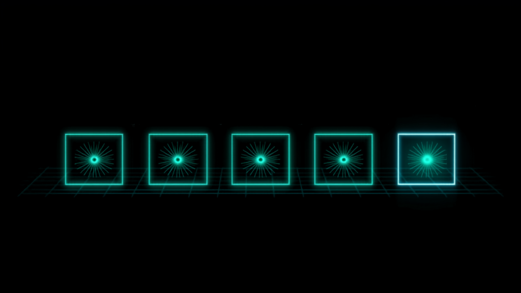 A row of work samples where one differs in style and colour from the others